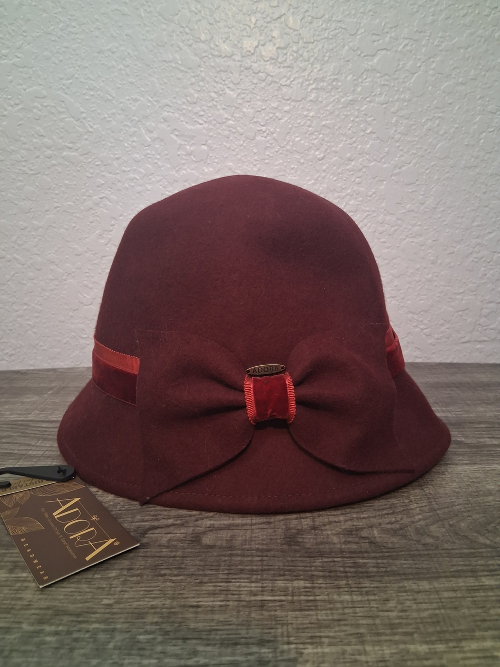 Adora Women's Cloche Hat in Deep Burgundy